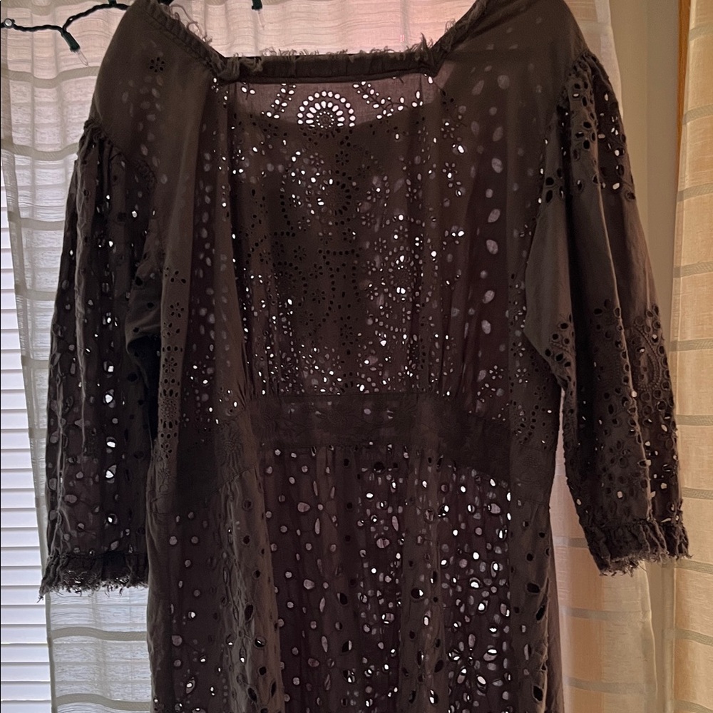 Magnolia Pearl Chocolate Brown Eyelet Maxi Dress - Picture 3 of 4